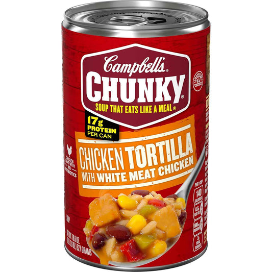 Campbell's Chunky Chicken Tortilla Soup — Microwavable Work-from-Home Dinner in Minutes, 18.6 Oz Can