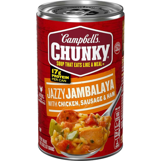 Campbell's Chunky Jambalaya with Chicken & Sausage – Filling Work Cafeteria Lunch, Single-Serve Ready Can
