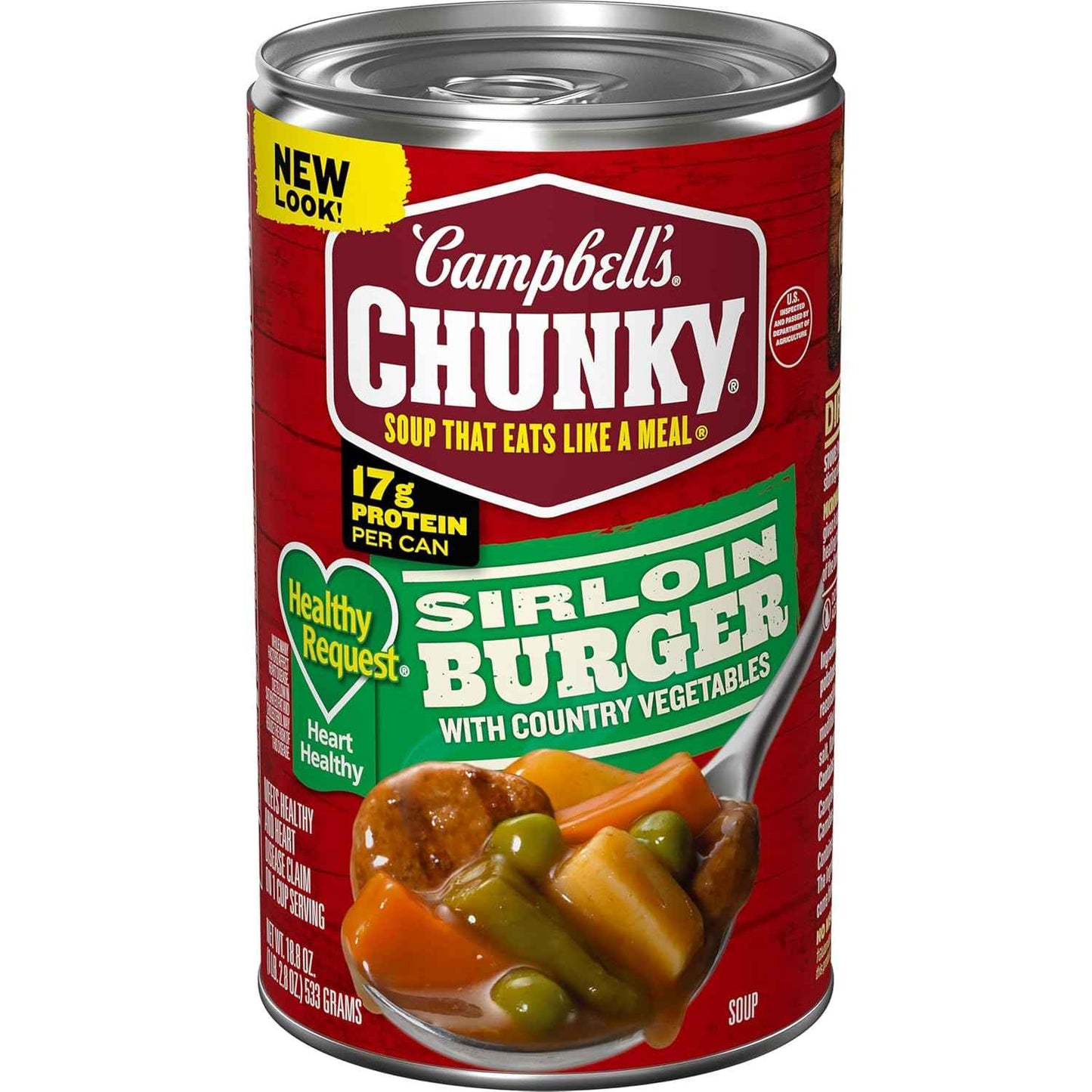 Campbell's Healthy Request Beef Sirloin Vegetable Soup – Quick 5-Minute Office Lunch with Pull-Tab Lid and 17g Protein