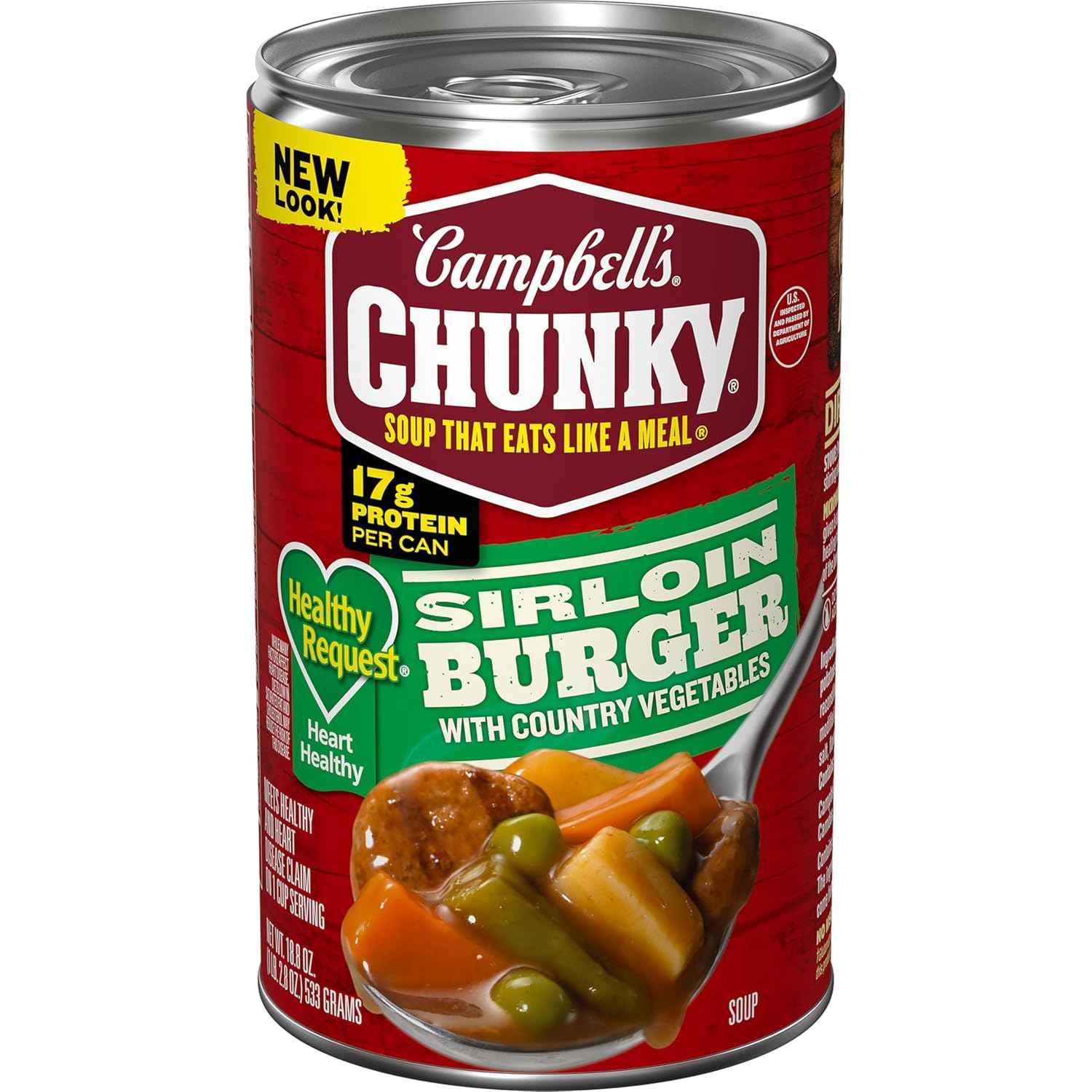 Campbell's Healthy Request Beef Sirloin Vegetable Soup – Quick 5-Minute Office Lunch with Pull-Tab Lid and 17g Protein