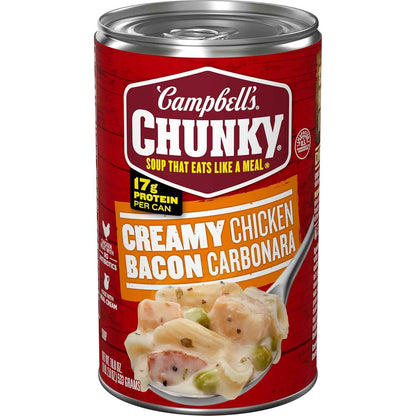 Campbell's Chunky Creamy Chicken Bacon Carbonara Soup, 18.8 oz Can – Single-Serve Ready-to-Heat Meal for Patio Dining and Backyard Gatherings