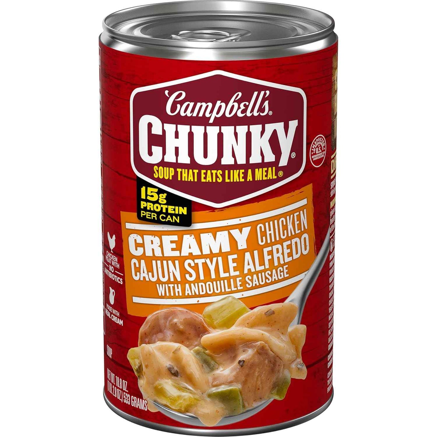 Campbell's Chunky Creamy Cajun Alfredo Chicken Soup – Warm Bowl for Mindful Wind-Down Evenings, 18.8 oz Pantry Can