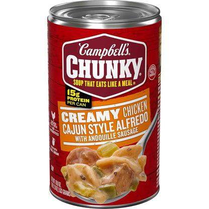 Campbell's Chunky Creamy Cajun Alfredo Chicken Soup – Warm Bowl for Mindful Wind-Down Evenings, 18.8 oz Pantry Can