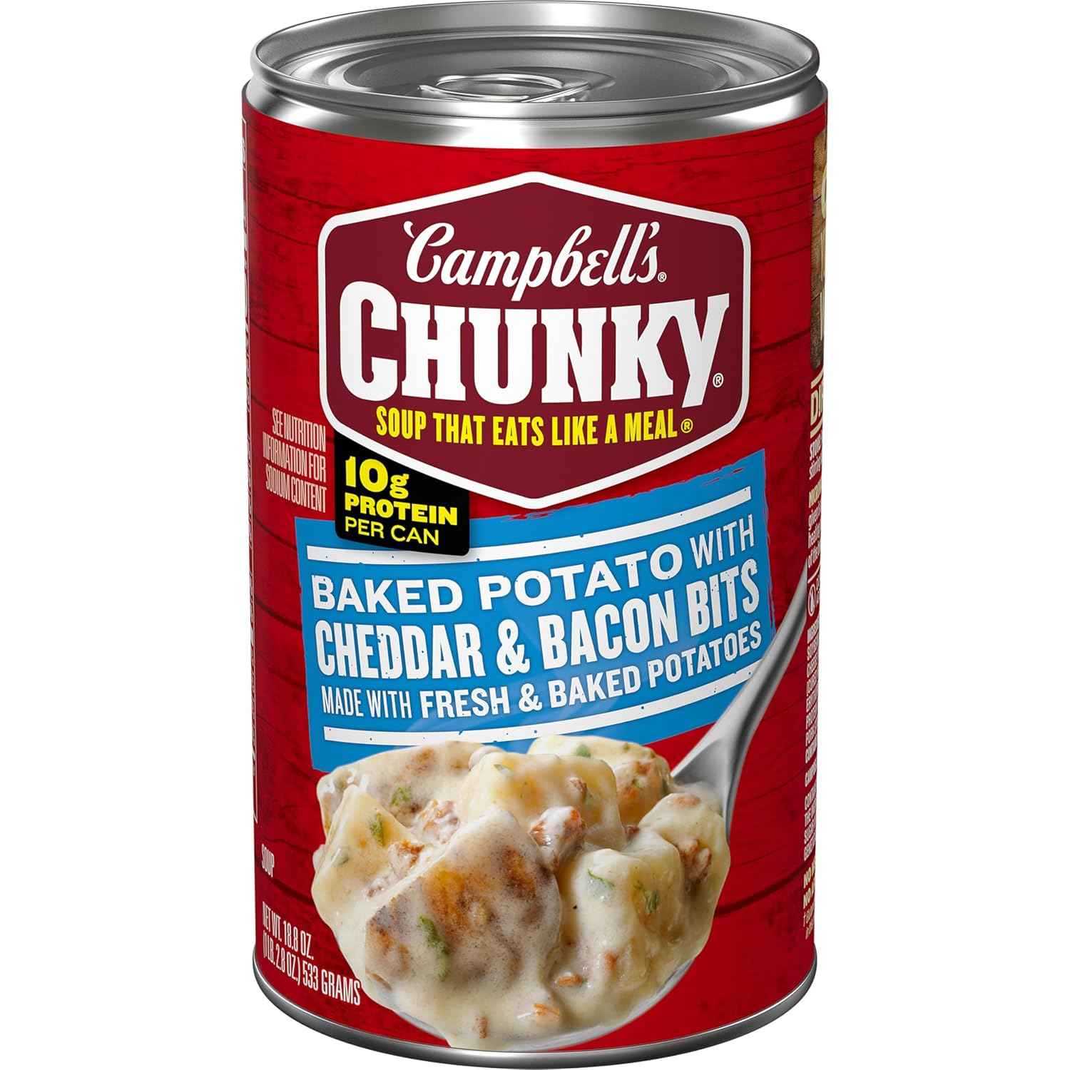 Campbell's Chunky Cheddar Bacon Potato Soup – Quick Microwavable 18.8 Oz Meal for Workplace Pantry