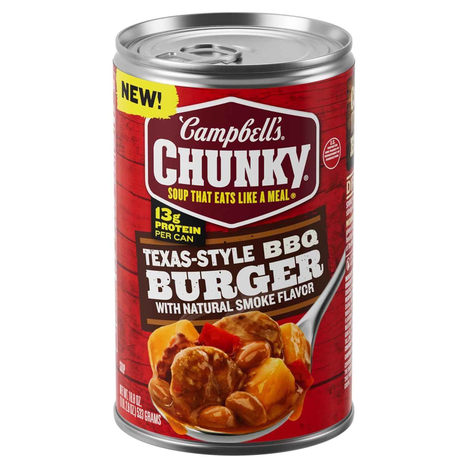 Campbell's Chunky BBQ Burger Soup – Work-From-Home Quick Lunch Bowl, Microwave in Minutes 18.8 oz