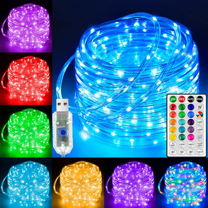18 color options including 16 single colors and rgb mix controlled via 32-key ir remote