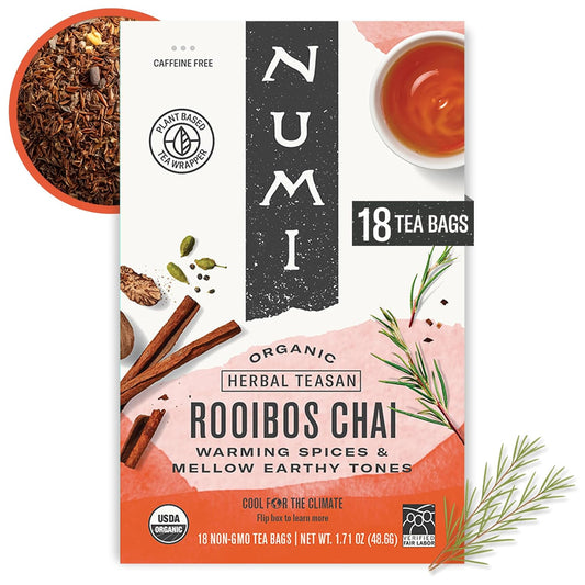 18-count box of individually bagged herbal rooibos chai