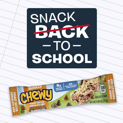 Quaker Chewy Peanut Butter Chocolate Chip Granola Bars – Resealable 15.2 oz Pantry Box for a Tidy Kitchen Counter Aesthetic