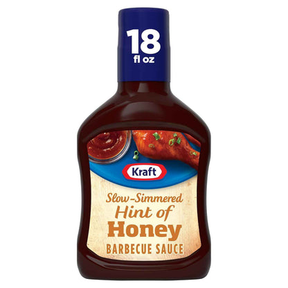 Kraft Hint of Honey Slow-Simmered Barbecue BBQ Sauce 18 oz – Kid-Friendly Family Dip for Tenders, Fries and Meatballs