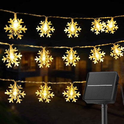 Brightown Solar Snowflake String Lights – Flameless, Cool to the Touch Lighting Safe for Kids, Pets and Bedrooms