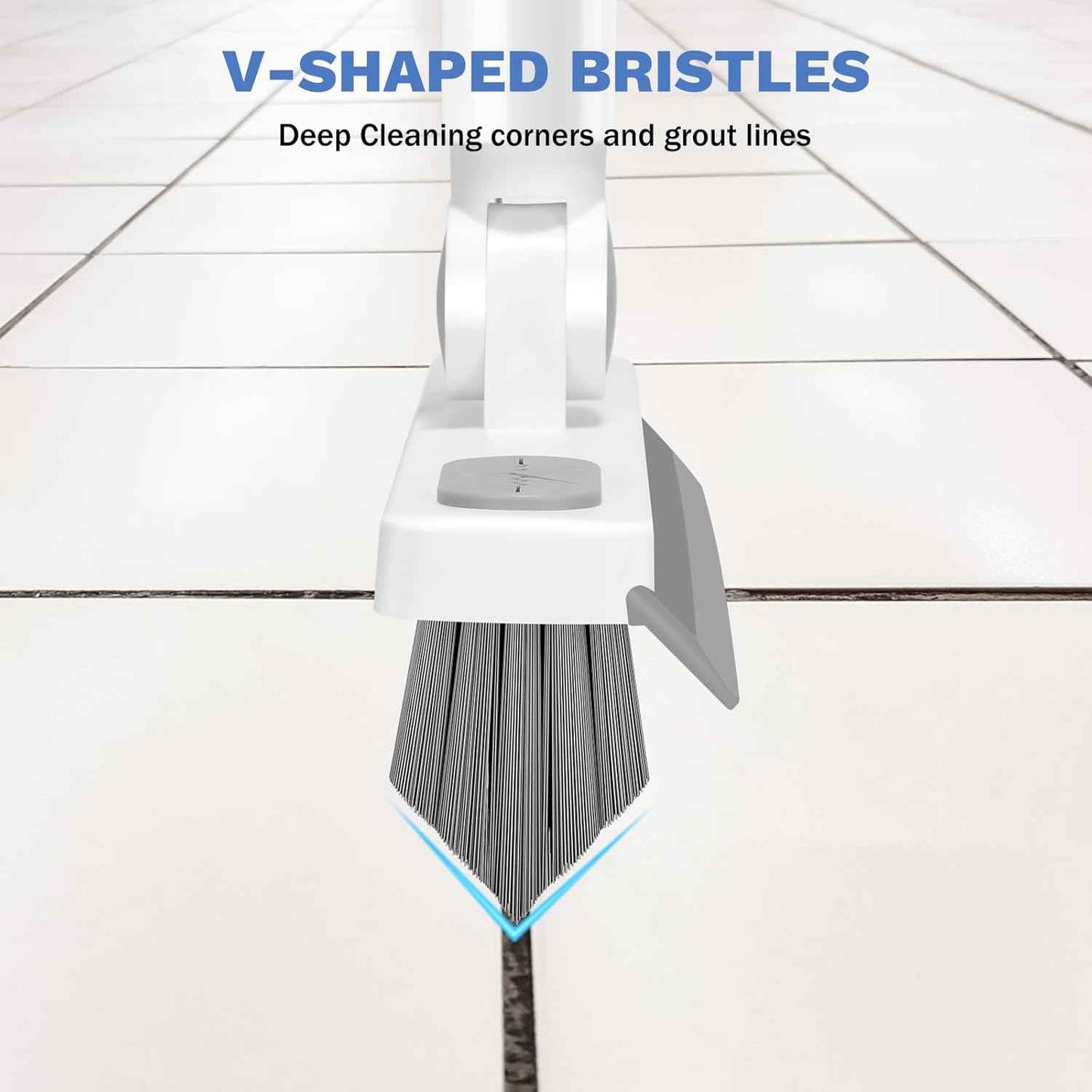SetSail V-Shaped Grout Brush with Long Handle – Quick Home Office and Entryway Tile Floor Scrubber, No-Bend Design