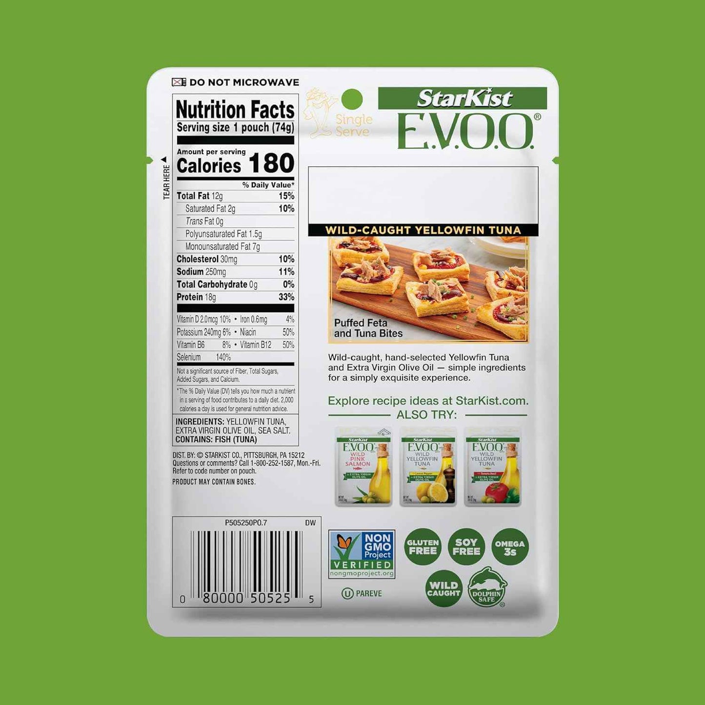 StarKist E.V.O.O. Yellowfin Tuna Pouch – No-Prep Office Lunch Straight from the Pouch, 2.6 oz Single Serve