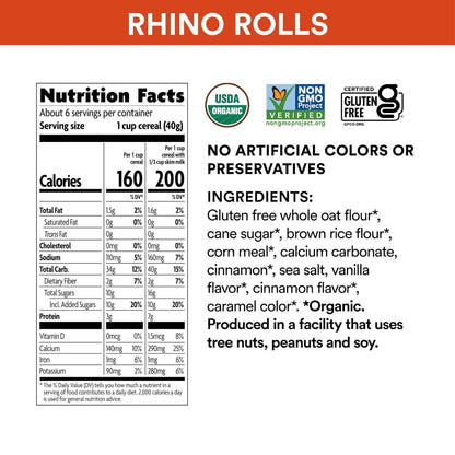 EnviroKidz Rhino Rolls Cinnamon Cereal – Meaningful Holiday Gift for Eco Conscious Families and Wildlife Lovers