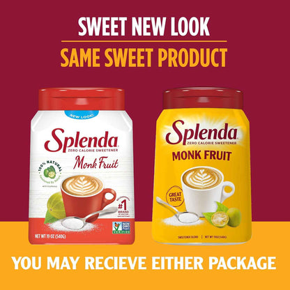 SPLENDA Monk Fruit Zero Calorie Sweetener – Streamlined Pantry Upgrade for Clutter Free Kitchens, Cup-for-Cup Sugar Swap
