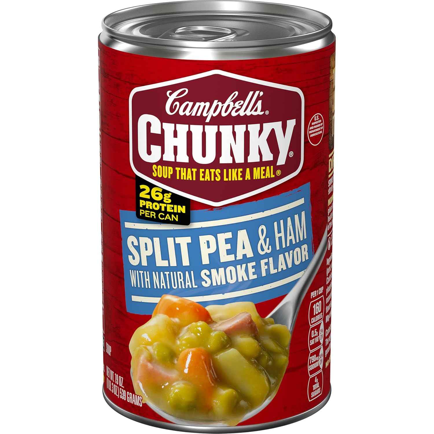 Campbell's Chunky Split Pea with Ham Soup – Shelf-Stable Backpacking Meal for Road Trips, 19 Oz