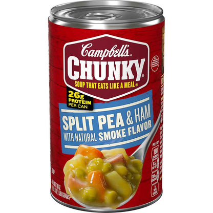 Campbell's Chunky Split Pea with Ham Soup – Shelf-Stable Backpacking Meal for Road Trips, 19 Oz