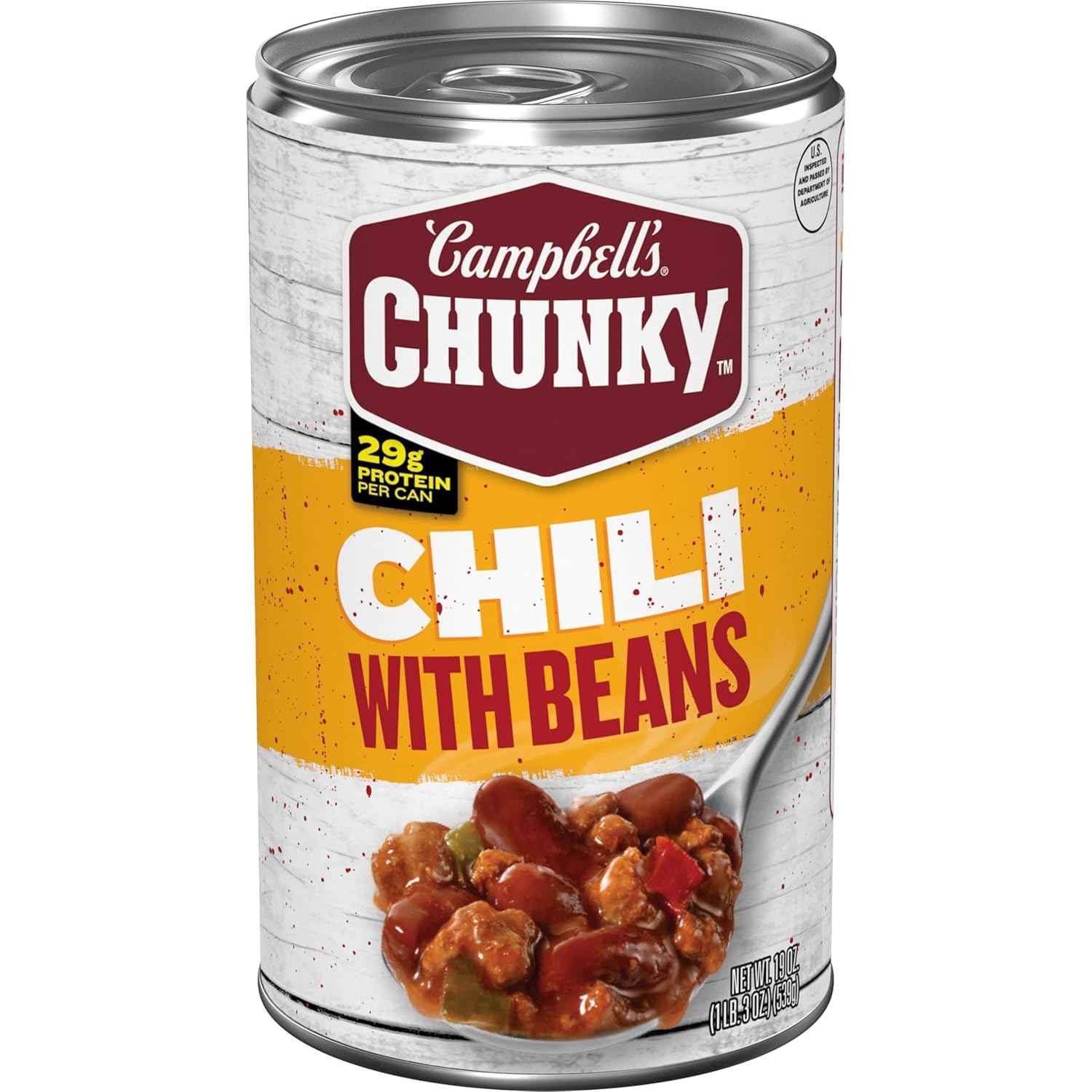 Campbell's Chunky Roadhouse Chili with Beans – 13g Protein Desk Lunch for Home Office Focus, 19 oz Can