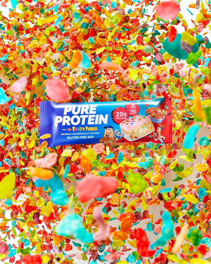 Pure Protein Fruity PEBBLES™ Protein Bar – Lunchbox-Friendly Snack Kids Love, 20g Protein, 3g Sugar