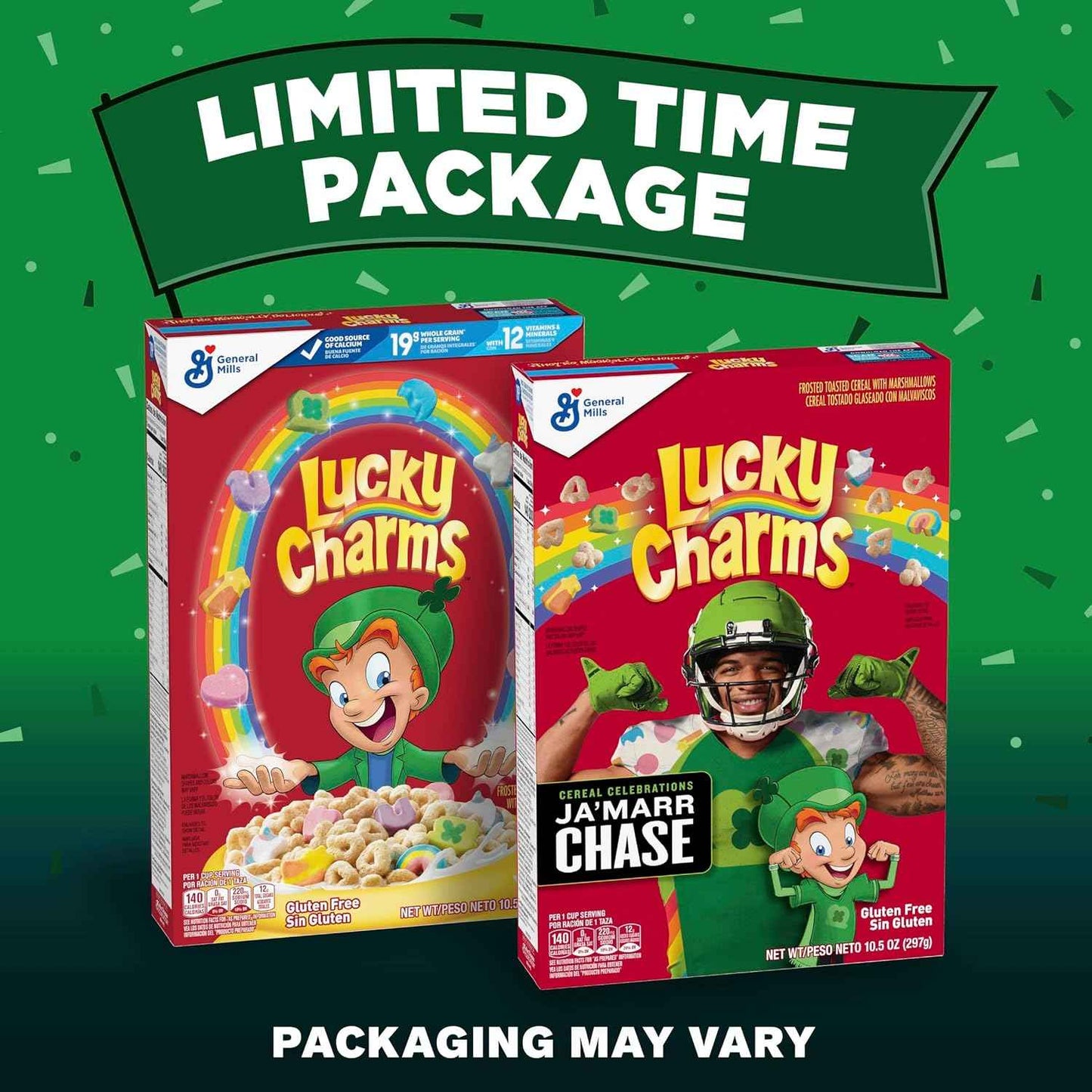 Lucky Charms Gluten Free Cereal with Marshmallows – Safe Gluten-Free Breakfast for Kids, Limited Edition Jumbo Rainbows, Giant 26.1 oz Family Box