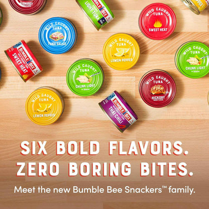 Bumble Bee Snackers Lemon Pepper Tuna – Desk Lunch Protein for Busy Office Professionals, 19g Ready-to-Eat Snack