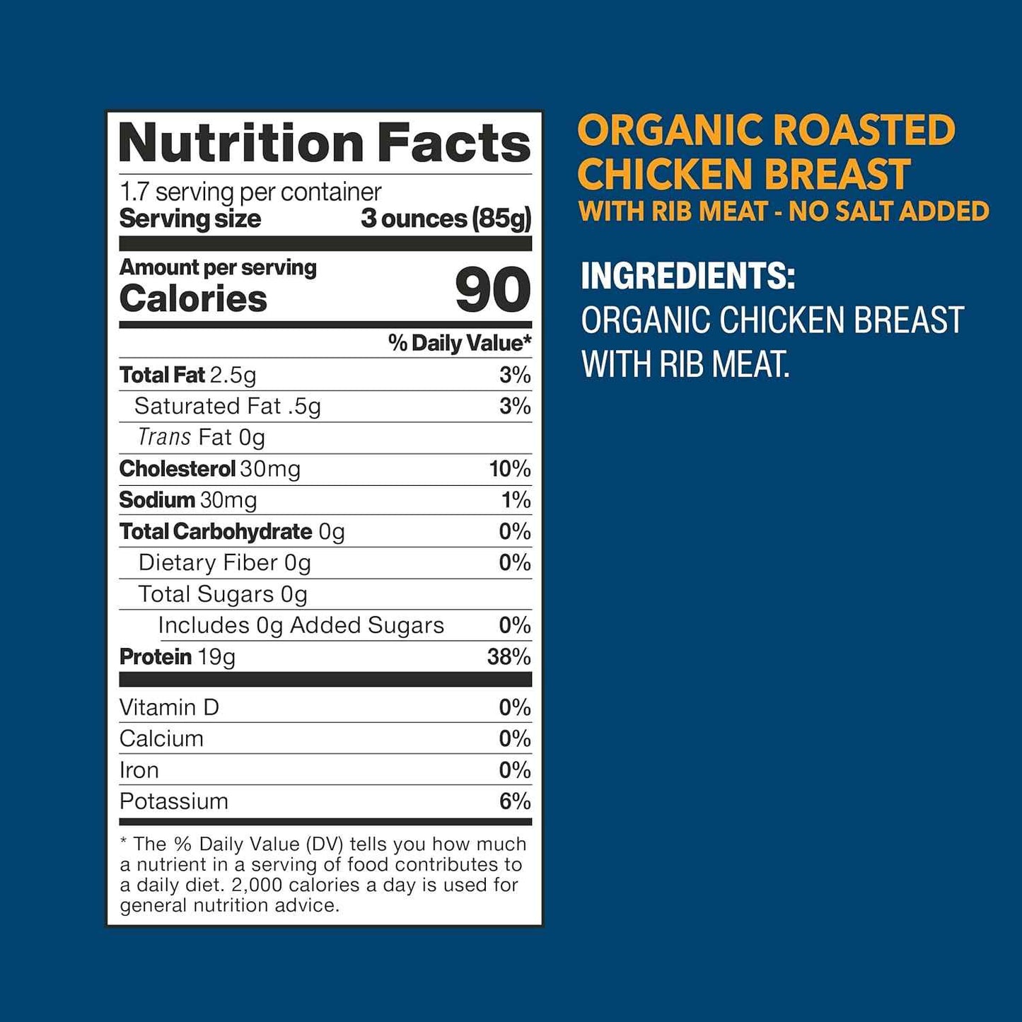 Wild Planet Organic Roasted Chicken Breast – Clean Lunchbox Protein for School and Daycare, 5oz Can