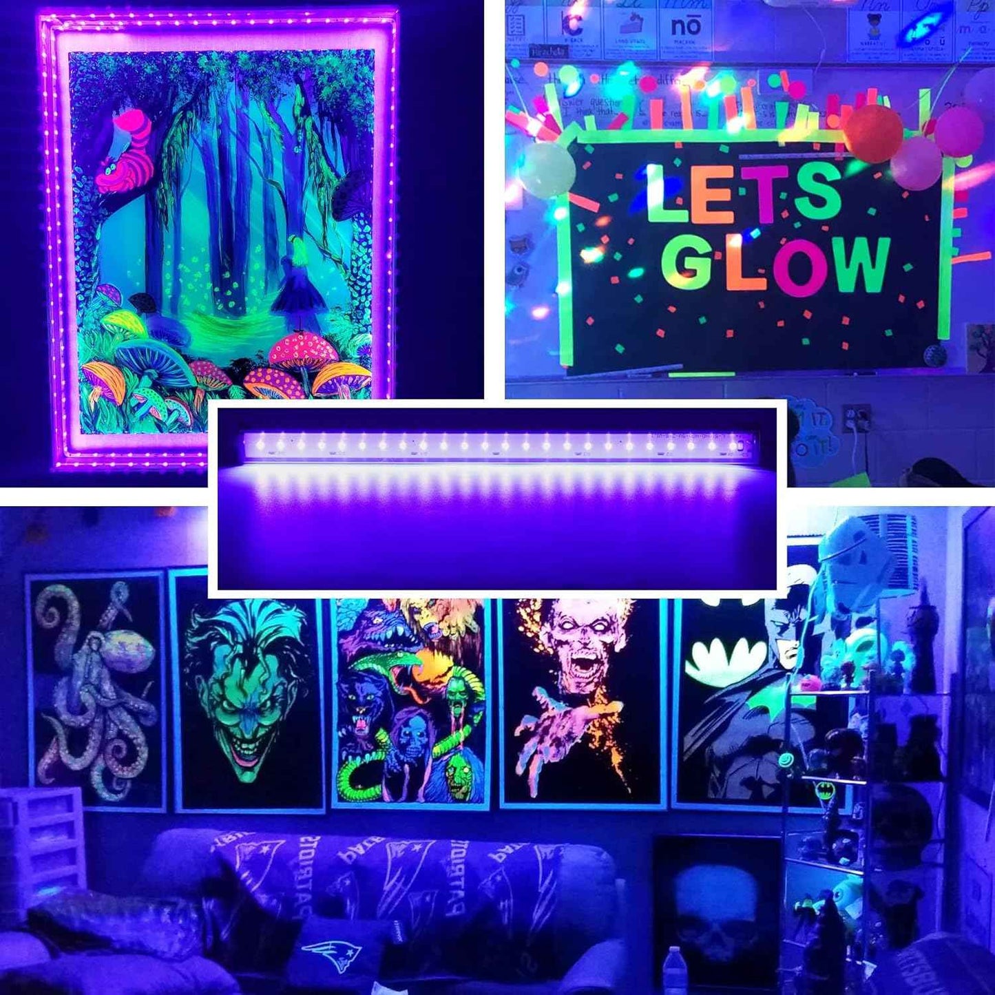 CICINY Black Light Bar – Portable Outdoor UV Light for Patio Parties, Battery Bank Powered 1FT LED