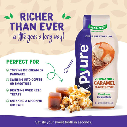 Pyure Organic Sugar-Free Caramel Syrup – Thoughtful Birthday Gift for the Health Conscious Foodie in Your Life