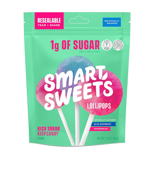 1g of sugar per 2 lollipops (88% less sugar than traditional lollipops)
