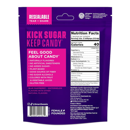 1g of sugar per 2 lollipops — 88% sugar reduction vs. traditional candy equivalent