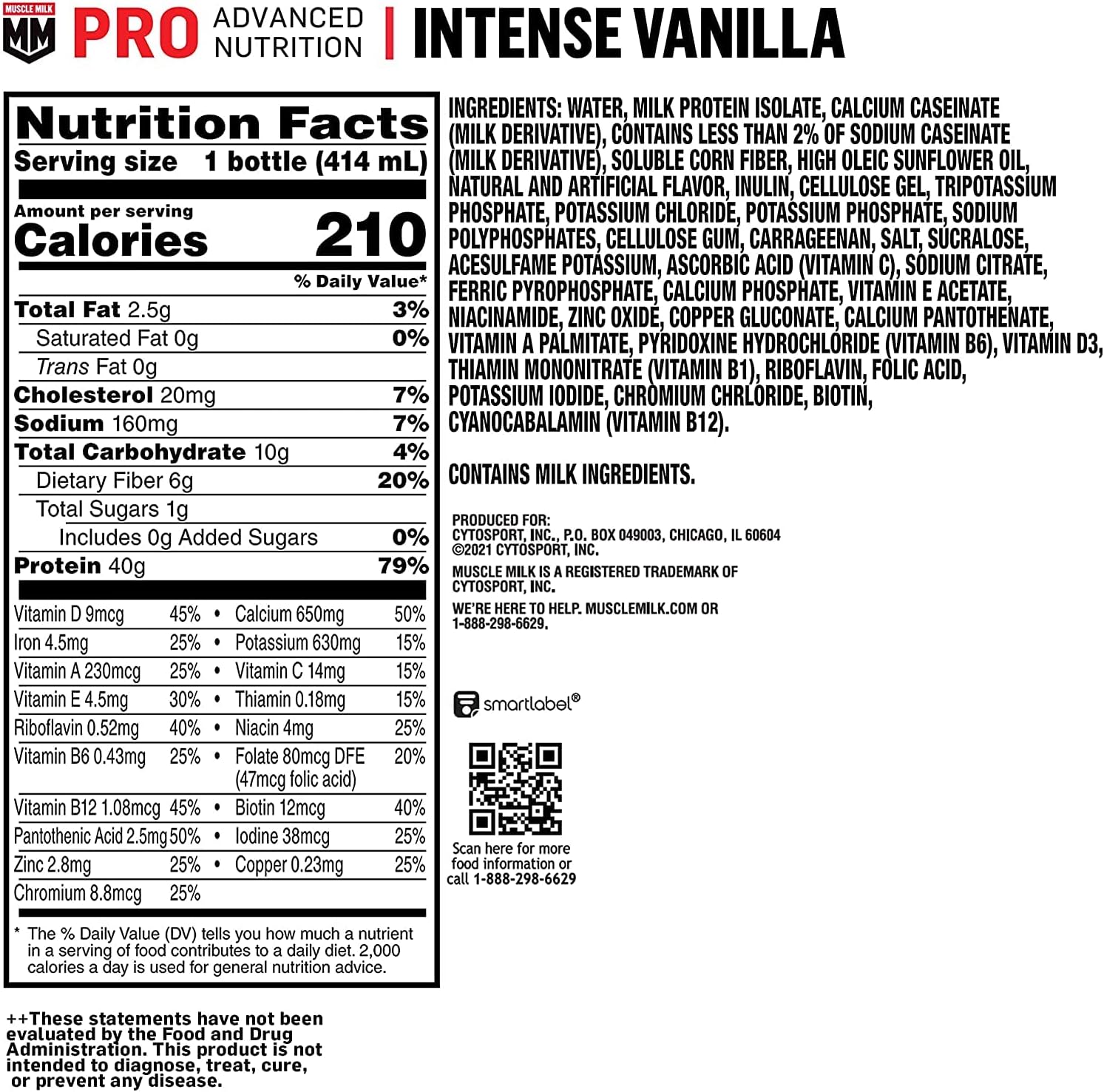 1g sugar and 6g dietary fiber per bottle