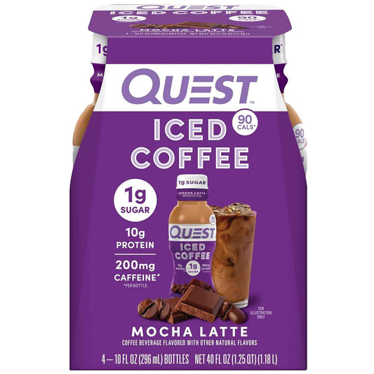Quest Nutrition Iced Coffee Low-Sugar Protein Shake for Morning Routine and Wind-Down Self-Care, 1g Sugar Mocha Latte 4-Pack