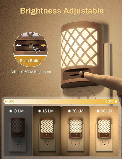 DORESshop Plug in Night Light – Safer Than Candles for Bedroom Hallway, Adjustable Brightness Soft White LED