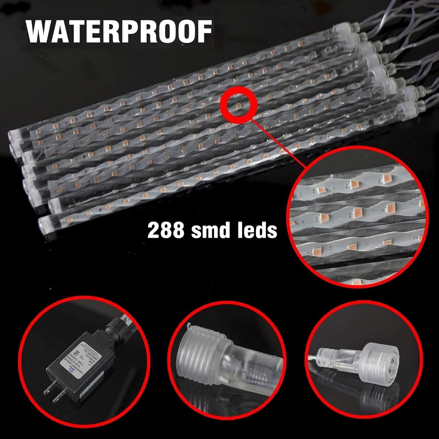2.1 m / 6.9 ft leading cord and 40 cm spacing between tubes for flexible hanging