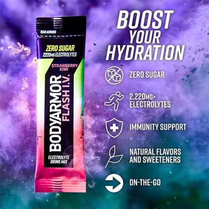 BODYARMOR Flash IV Electrolyte Packets – Clutter-Free Hydration for Capsule Pantries, Single-Serve Electrolyte Sticks