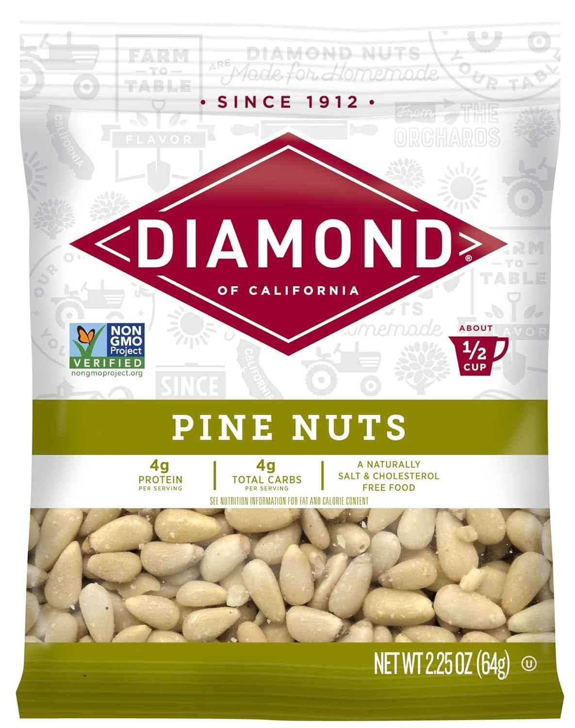Diamond of California Shelled Pine Nuts – Streamlined Pantry Essential for Intentional Home Kitchens, 2.25 oz