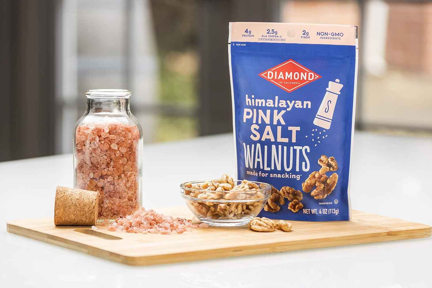 Diamond of California Himalayan Pink Salt Walnuts – Portable Salty Snack for Camping and Picnic Coolers