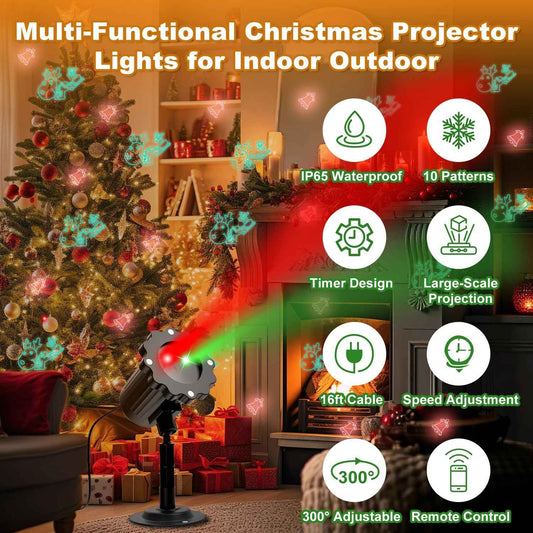 Wall Projection Holiday Lights for Cozy Home Atmosphere – LED Christmas Decor with Red and Green Moving Patterns