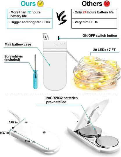 Lumoonos Fairy Lights – Flameless Bedside Lighting Safe for Kids, Pets, and Restless Sleepers