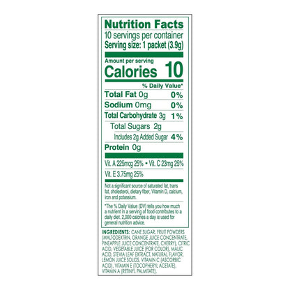 2 grams of sugar per serving sweetened with stevia and a touch of sugar