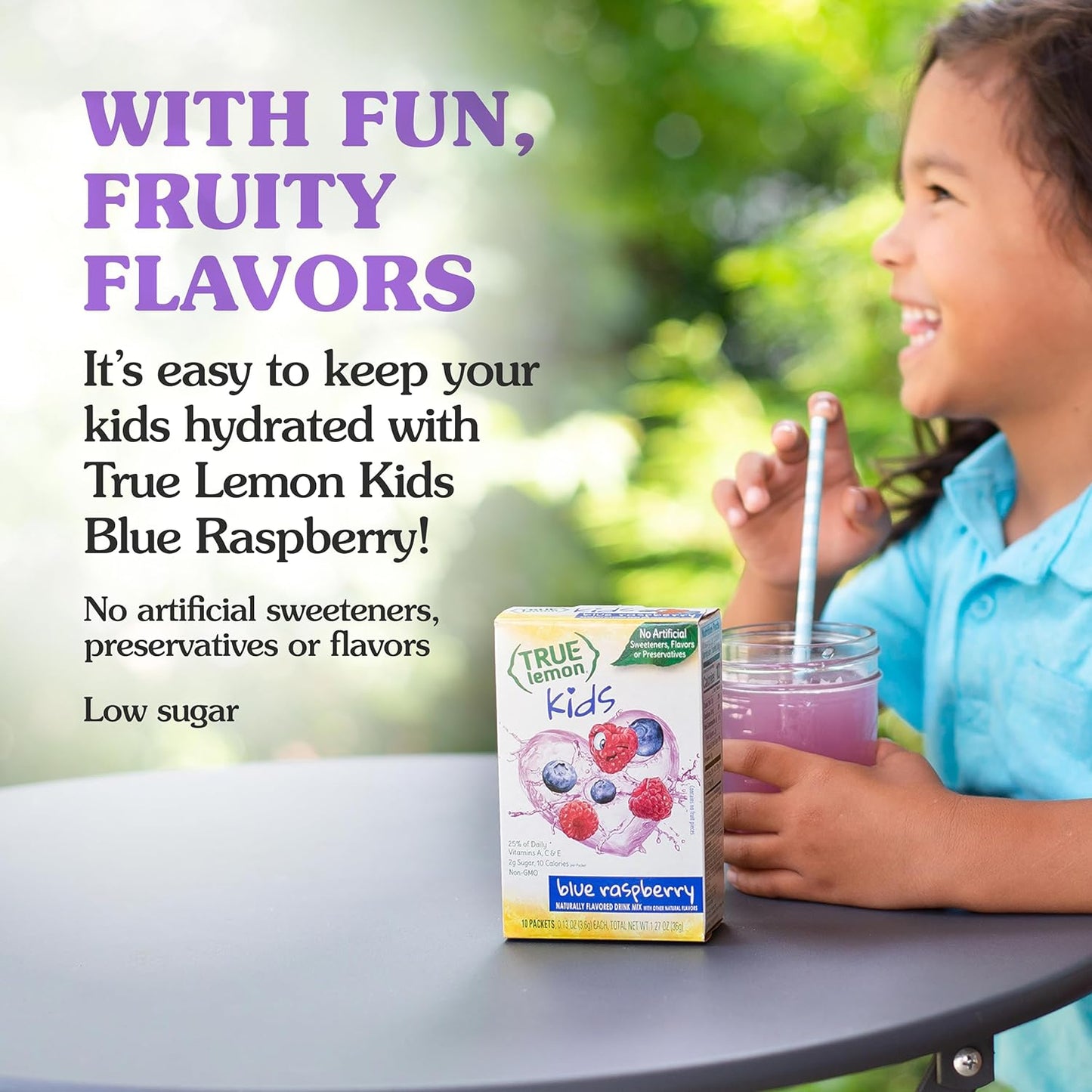 2 grams of sugar per serving, sweetened with stevia plus a touch of cane sugar