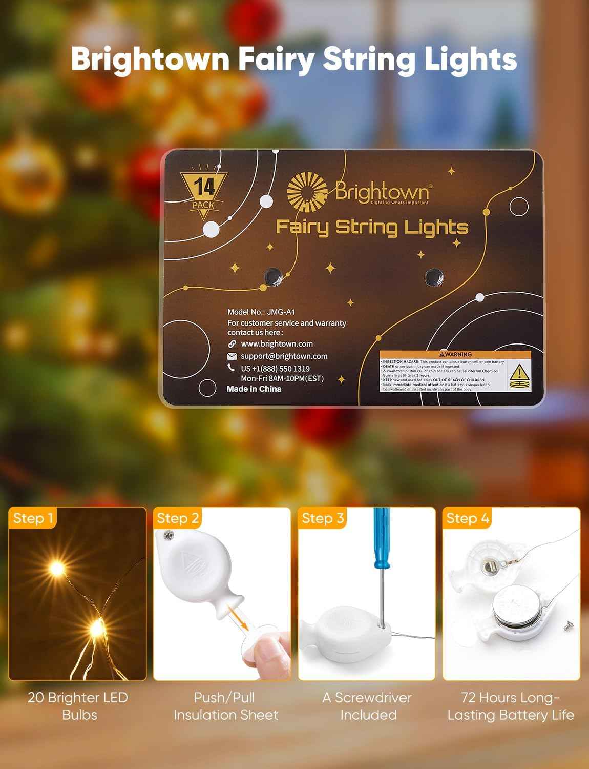 Brightown 14 Pack LED Fairy Lights – Flameless Candle Alternative for Bedrooms and Living Rooms, Cool to Touch Warm White String Lights