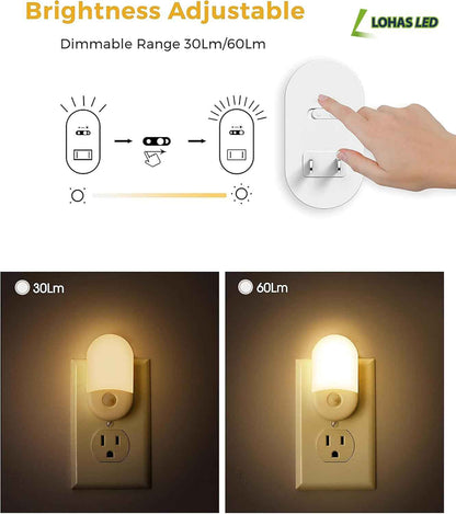 L LOHAS LED Motion Sensor Night Light – Flameless Plug-in Safety Light for Hallways and Stairways, Auto Shutoff 0.6W