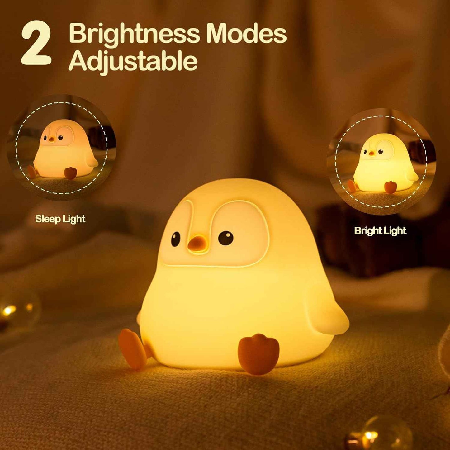 ATSUI Penguin Night Light – Calming Silicone Lamp for Bedtime Ritual, Warm Dim Light for Relaxation and Mindfulness