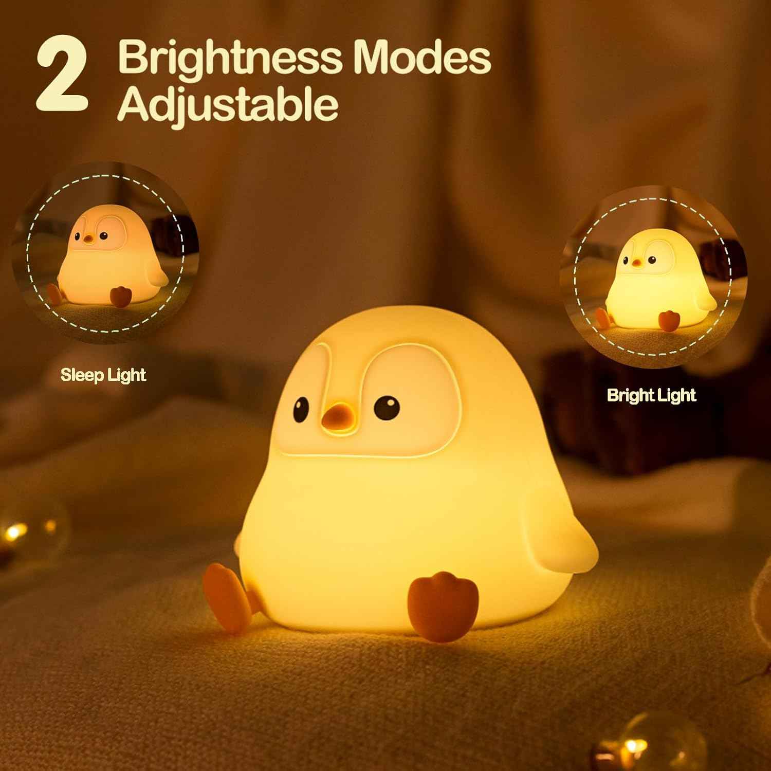 ATSUI Penguin Night Light – Calming Silicone Lamp for Bedtime Ritual, Warm Dim Light for Relaxation and Mindfulness
