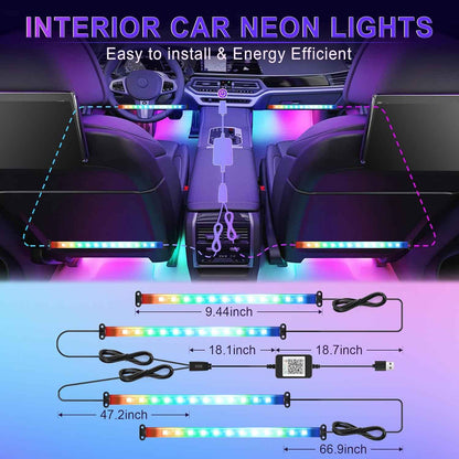 LivTee Car Interior Lights – Christmas Gift for Him, App-Controlled RGB LED Strip Kit with Music Sync