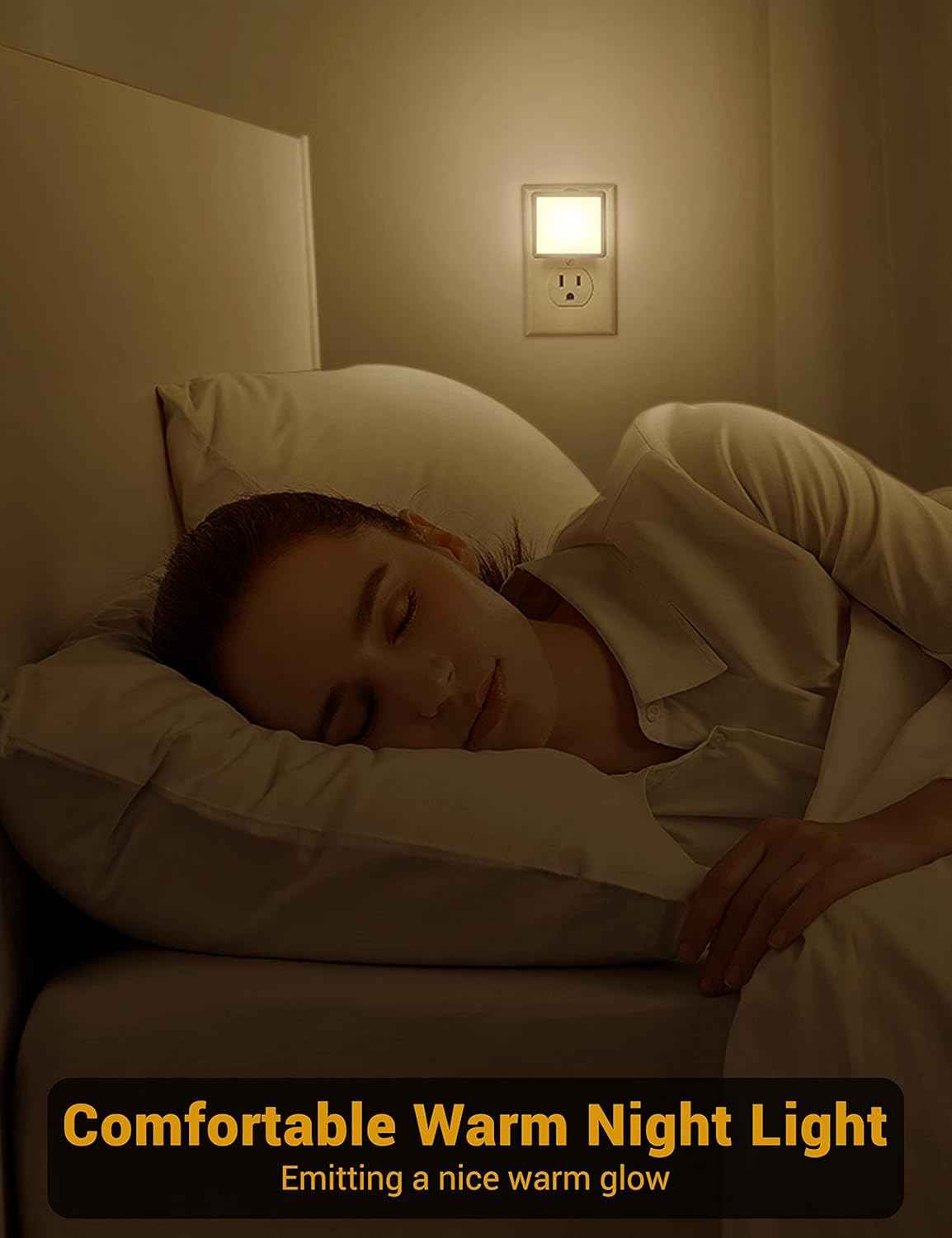JandCase Night Light Plug into Wall 2 Pack – Low-Profile 0.3W LED for Clean, Clutter-Free Hallways and Bedrooms