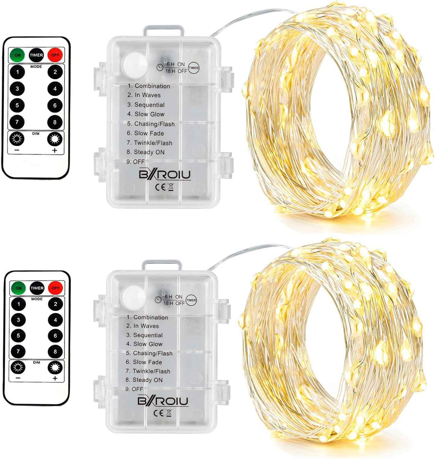 Brightown Battery Fairy Lights – Portable Silver Wire String Lights for Patio, Porch and Outdoor Dining