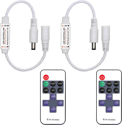Aubric LED Strip Dimmer 2-Pack – Clean White Remote Controller for Uncluttered Single Color Strip Setups