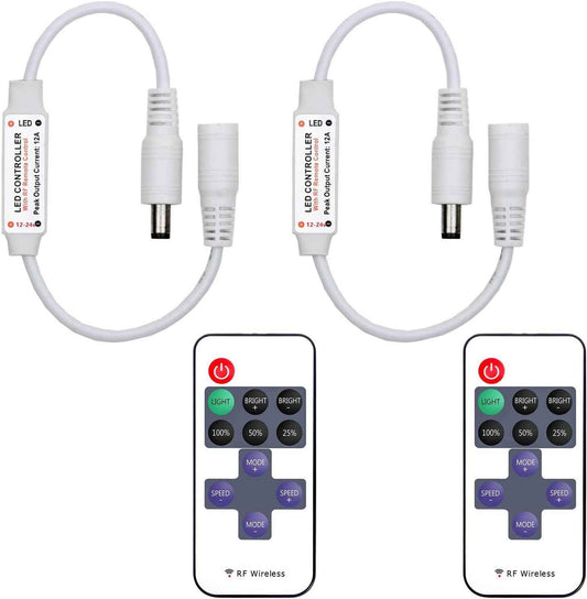 Aubric LED Strip Dimmer 2-Pack – Clean White Remote Controller for Uncluttered Single Color Strip Setups