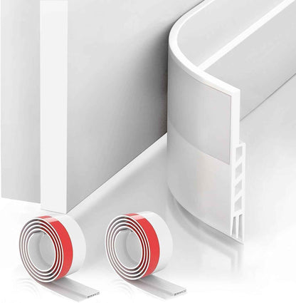 Suptikes 2 Pack Door Sweep for Clutter-Free Homes, Low-Profile Silicone Draft Stopper in White